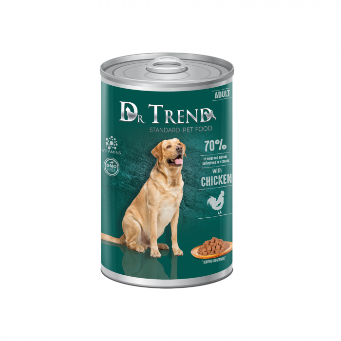 Hrana umeda - Dr.TREND Conserva pentru caini adulti, Pui in sos, 1250g