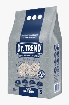 Asternut & Litiere - DR.TREND Super Premium Asternut igienic pentru pisici, Active Carbon, Bentonita 5L