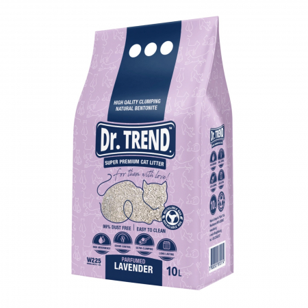 Asternut & Litiere - DR.TREND Super Premium Asternut igienic pentru pisici, Lavanda, Bentonita 10L