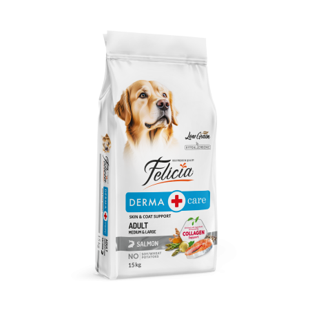 Hrana uscata - FELICIA HRANA USCATA CAINI TALIE MEDIE/MARE DERMA SOMON 15kg
