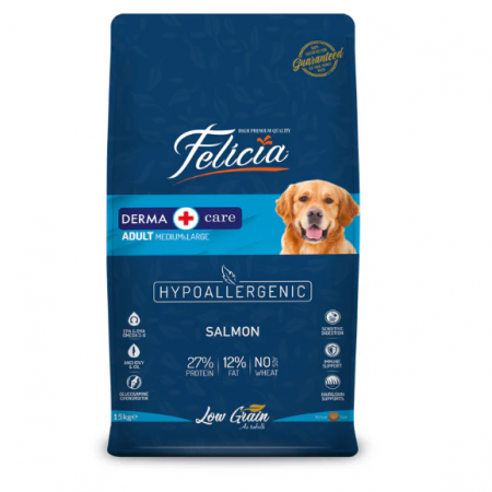 Hrana uscata - FELICIA HRANA USCATA CAINI TALIE MEDIE/MARE DERMA SOMON 15kg
