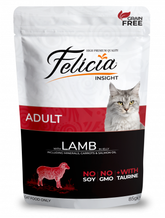 Pisici - FELICIA Plic hrana umeda pentru pisici adulte, cu Miel, Set 12x85g