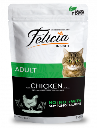 Pisici - FELICIA Plic hrana umeda pentru pisici adulte, cu Pui, Set 12x85g