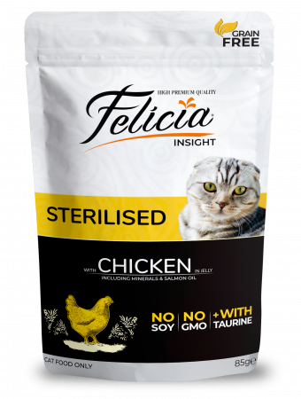 Hrana umeda - FELICIA Plic hrana umeda pentru pisici sterilizate, cu Pui, Set 12x85g