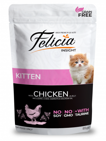 Pisici - FELICIA Plic hrana umeda pentru pisoi juniori, cu Pui, Set 12x85g