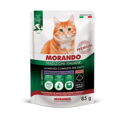 Hrana umeda - Hrana umeda pisici sterilizate, MORANDO TRADITII ITALIENE, Vita si legume in sos. Set 24x85g
