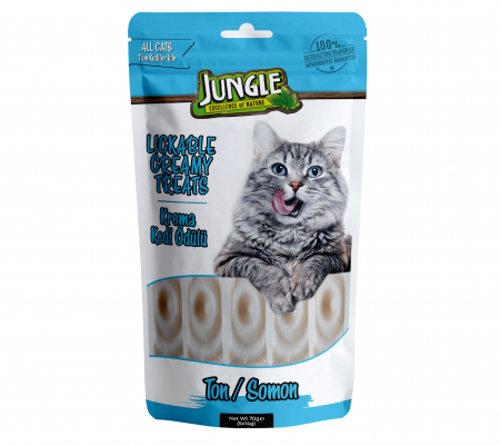 Pisici - JUNGLE Recompense pisici crema, cu Somon si Ton (5x14g)