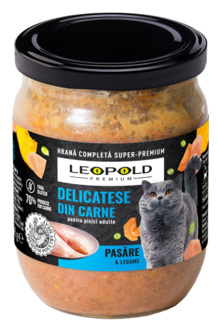 Pisici - LEOPOLD PREMIUM Conserva pisici Pasare si legume borcan 500g, Set 6buc