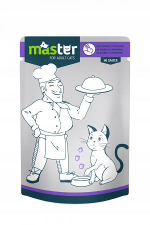 Hrana umeda - MASTER Plic hrana umeda pisici adulte, Iepure in sos, Set 24x80g