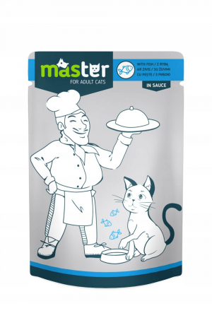 Hrana umeda - MASTER Plic hrana umeda pisici adulte, Peste in sos, Set 24x80g