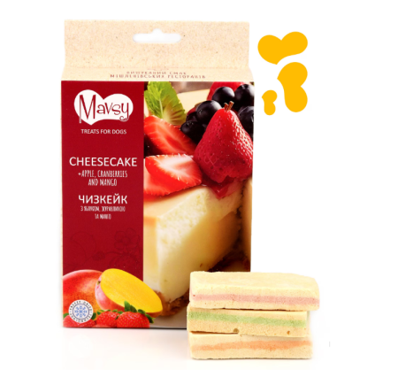 Recompense - MAVSY Recompense caini FREEZE DRIED Cheesecake cu mar, merisoare si mango 50g