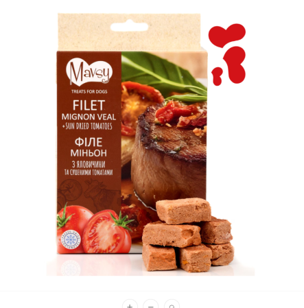 Recompense - MAVSY Recompense caini FREEZE DRIED Filet Mignon de Vita cu rosii uscate 50g