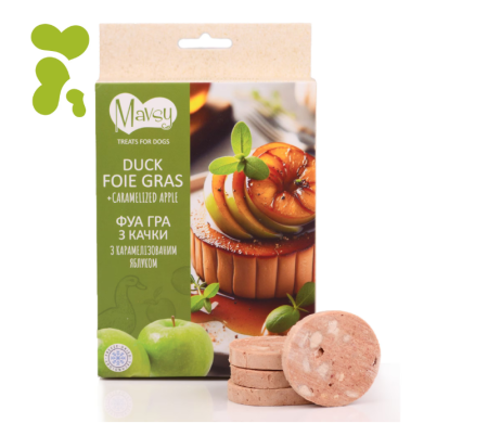 Recompense - MAVSY Recompense caini FREEZE DRIED Foie gras de Rata cu mere caramelizate 50g