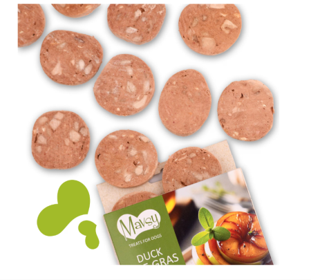 MAVSY Recompense caini FREEZE DRIED Foie gras de Rata cu mere caramelizate 50g [2]