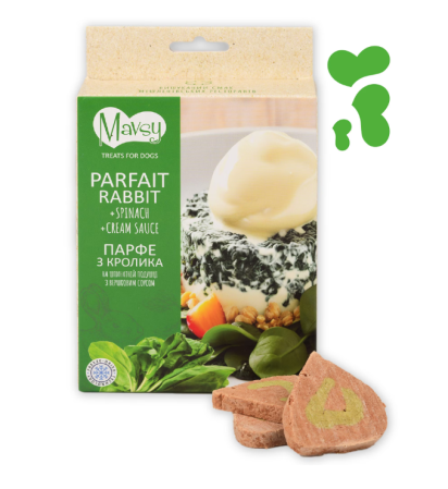 Recompense - MAVSY Recompense caini FREEZE DRIED Parfait de Iepure cu spanac in sos crema 50G