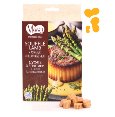 Recompense - MAVSY Recompense caini FREEZE DRIED Sufleu de Miel cu sparanghel in sos olandez 50g
