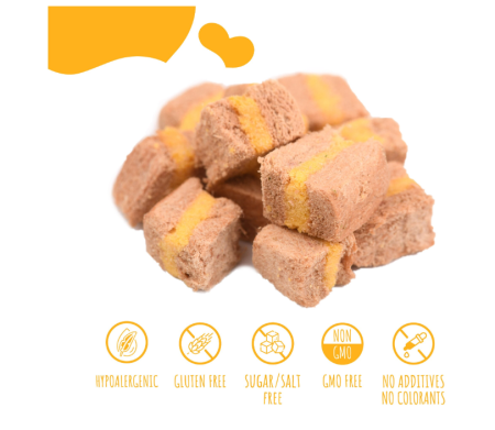 MAVSY Recompense caini FREEZE DRIED Sufleu de Miel cu sparanghel in sos olandez 50g [1]