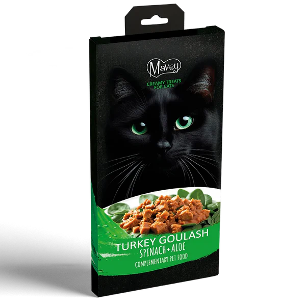 Recompense - MAVSY Recompense pisici crema Gulas de Curcan, spanac si aloe (5x15g)