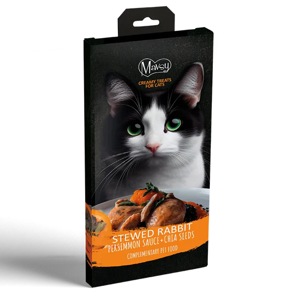 Recompense - MAVSY Recompense pisici crema Iepure in sos de persimon si chia (5x15g)