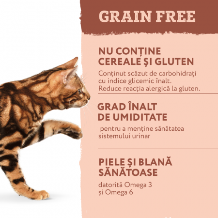 OPTIMEAL Grain free, Plic hrana umeda fara cereale pisici adulte, Somon si creveti in sos, 85g [3]