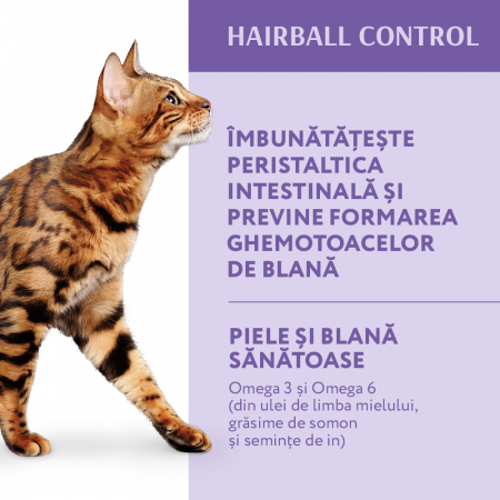 OPTIMEAL Hairball Control, Hrana uscata pisici adulte, Eliminarea ghemotoacelor, Rata, 10kg [3]