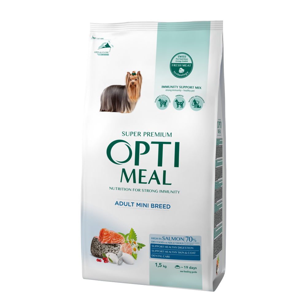 Hrana uscata - OPTIMEAL HRANA USCATA CAINI TALIE MICA SOMON 1,5kg