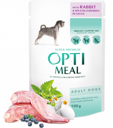 Plic - OPTIMEAL Plic hrana umeda caini adulti, Iepure si afine in sos, Set 12x100g