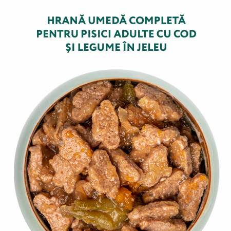 OPTIMEAL Set 3+1 Plicuri hrana umeda pisici adulte, Cod si legume in jeleu, 4x85g [1]