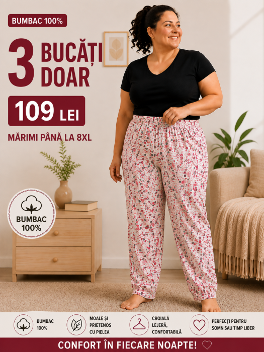 Set 3 pantaloni lungi pijama [4]