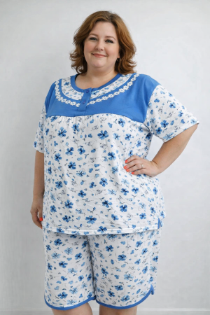 Pentru noapte - Pijama dama bumbac cu maneca scurta