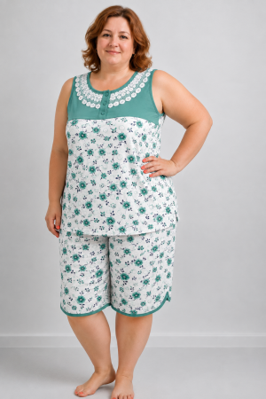 TOATE PRODUSELE - Pijama dama bumbac pantalon treisferturi