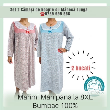 TOATE PRODUSELE - Set 2 Camasi de Noapte cu Maneca Lunga
