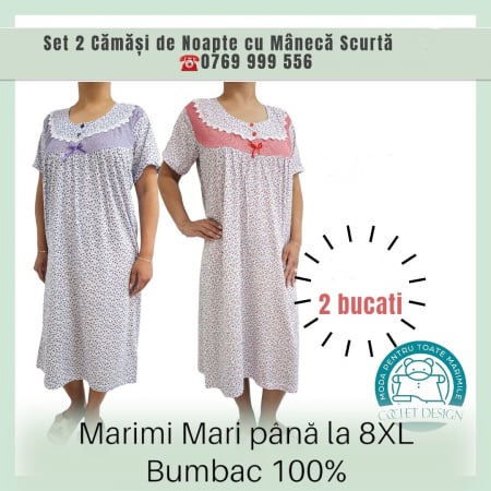 Pentru noapte - Set 2 Camasi de Noapte cu Maneca Scurta