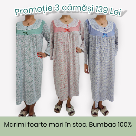Pentru noapte - Set 3 Camasi Noapte Maneca Lunga