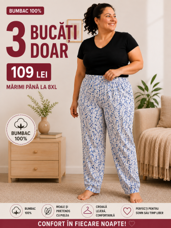 Set 3 pantaloni lungi pijama [4]