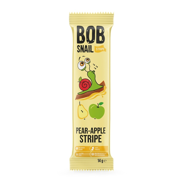 Eco snack, gustare naturala din fructe, BOB SNAIL Stripe - mere si pere, 14 g [1]