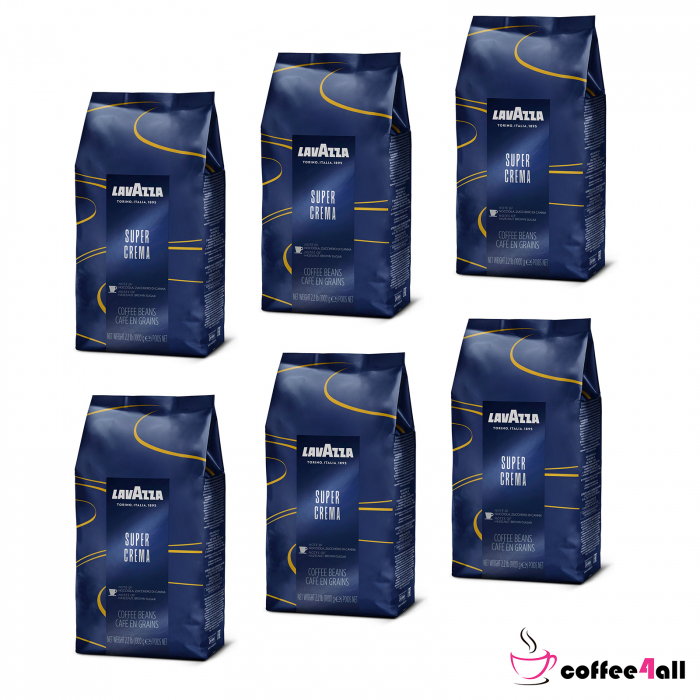 Pachet 6 pungi Cafea boabe Lavazza - Super Crema, 6x1kg [1]