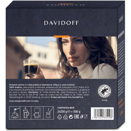 Pachet Cafea macinata Davidoff Rich Aroma 2 x 250g & ceasca espresso transparenta [2]