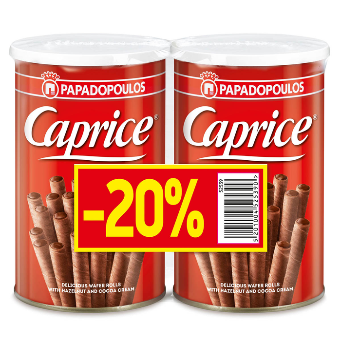 Dulce - Pachet Rulouri crocante Caprice crema de alune si cacao 2 x 115g