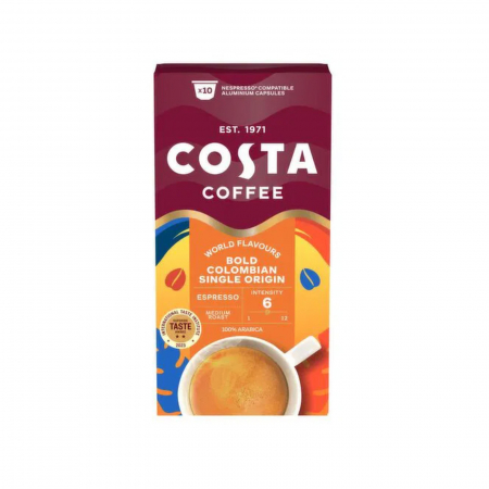 Capsule de cafea - Capsule cafea Costa Coffee Bold Colombian, 10 capsule, Single Origin, compatibile Nespresso