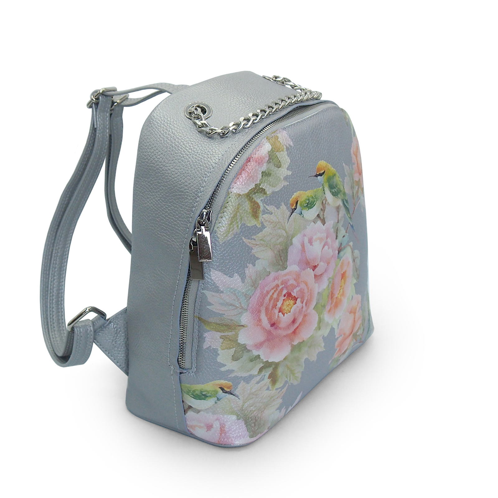 Rucsac din piele naturala cu print digital, RD-01 Flori 03 [2]