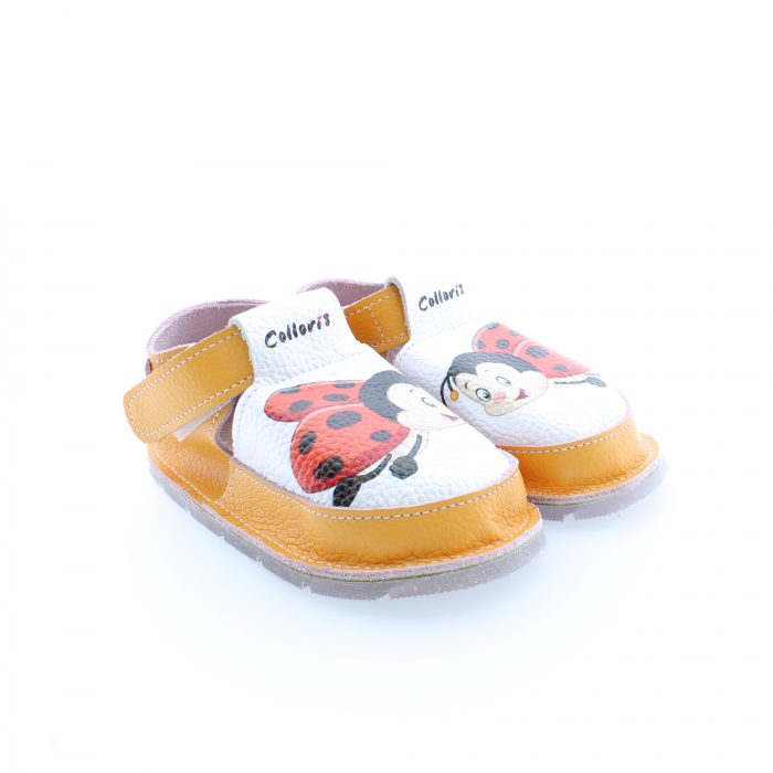 Pantofi / Sandale personalizate din piele naturala cu print digital - Buburuza [2]