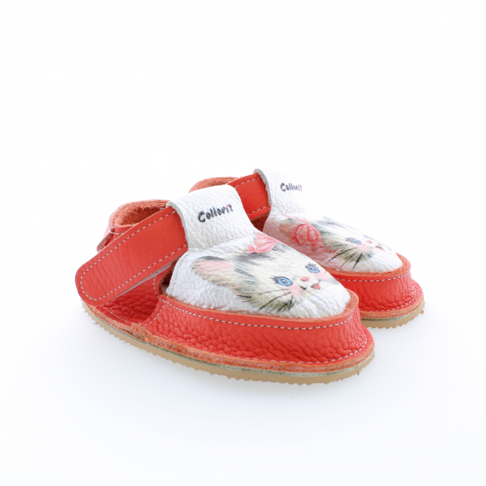 Pantofi / Sandale personalizate din piele naturala cu print digital - Pisicuta cu fundite [2]