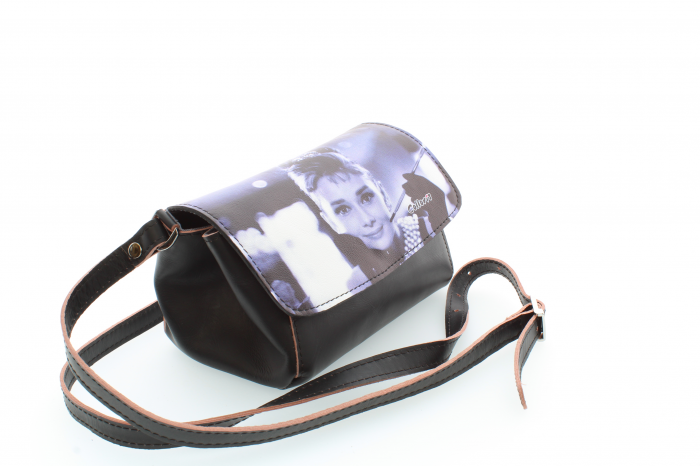 Poșetă din piele naturală personalizată cu print digital, M20 mini Audrey Hepburn [2]