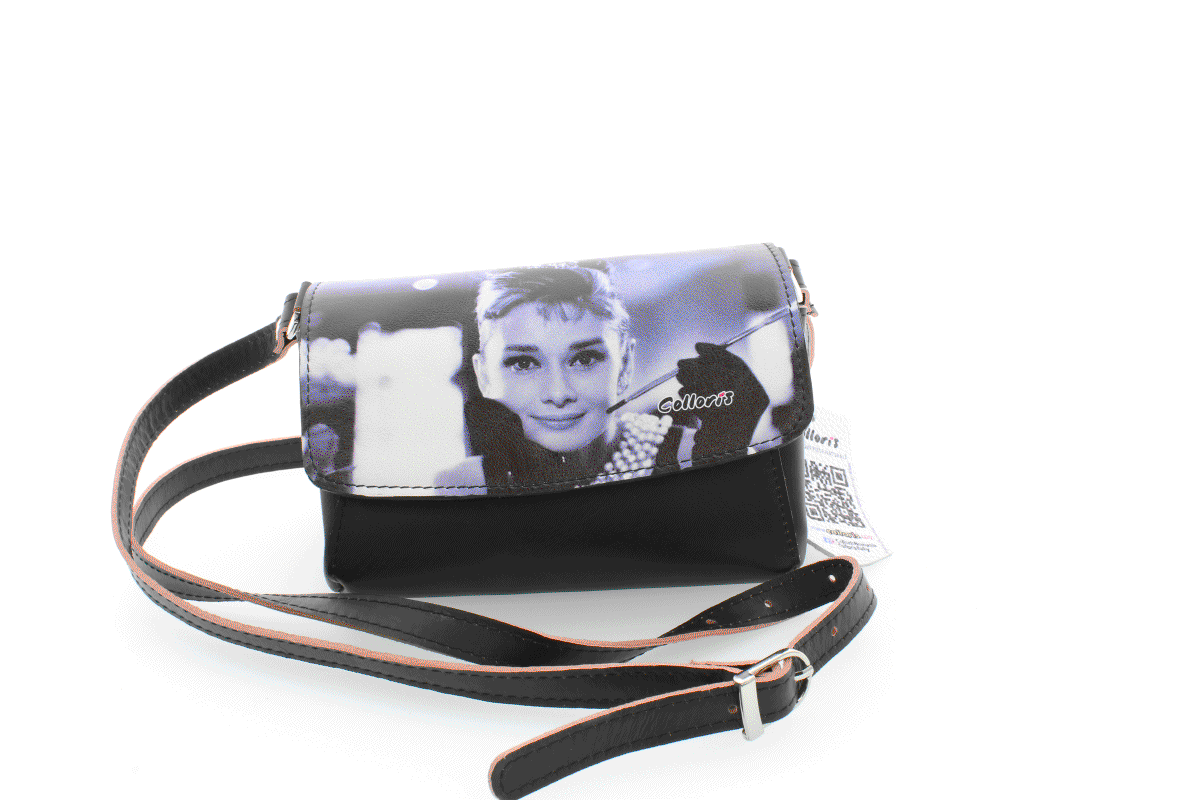Poșetă din piele naturală personalizată cu print digital, M20 mini Audrey Hepburn [5]