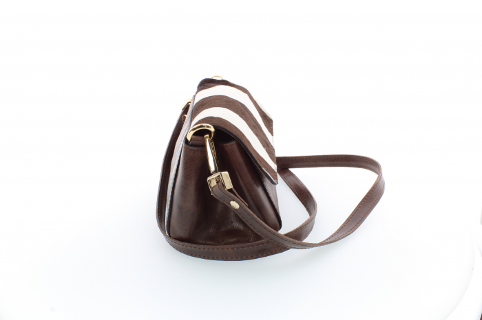 Poșetă din piele naturală și blană naturală, M20 mini Savannah Stripe 1 [3]