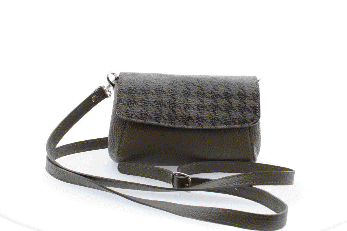 Poșetă din piele naturală cu print digital, M20 mini_Moss Elegance [5]