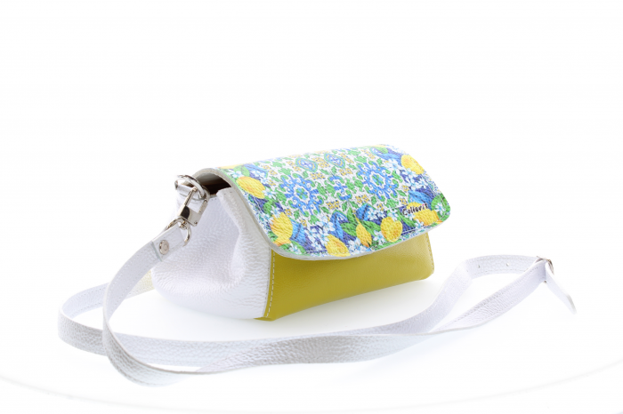 Poseta din piele naturala cu print digital, M20 mini Lemon green Toscano [2]