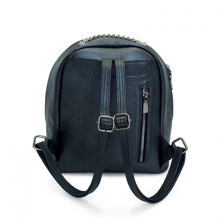 Rucsac din piele naturala, RD-01 Flori 01, Negru [2]