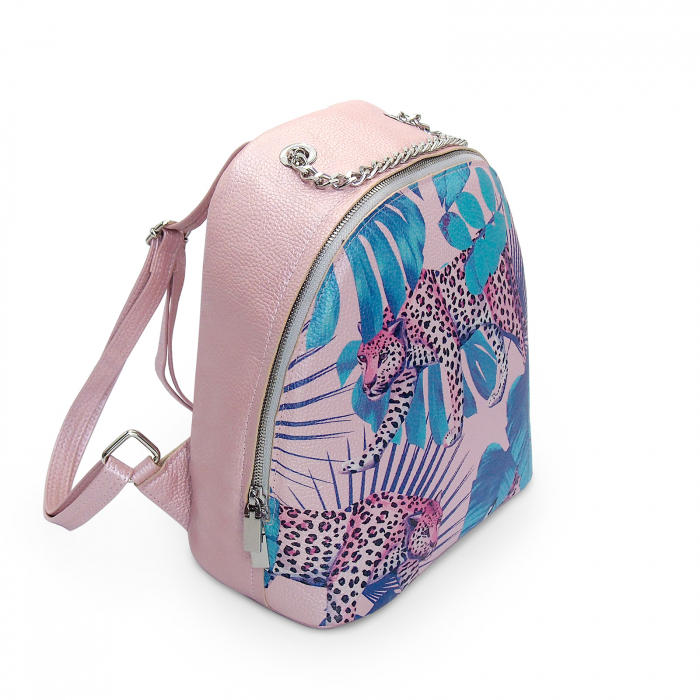 Rucsac din piele naturala cu print digital, RD-01 Tropical 01 [2]